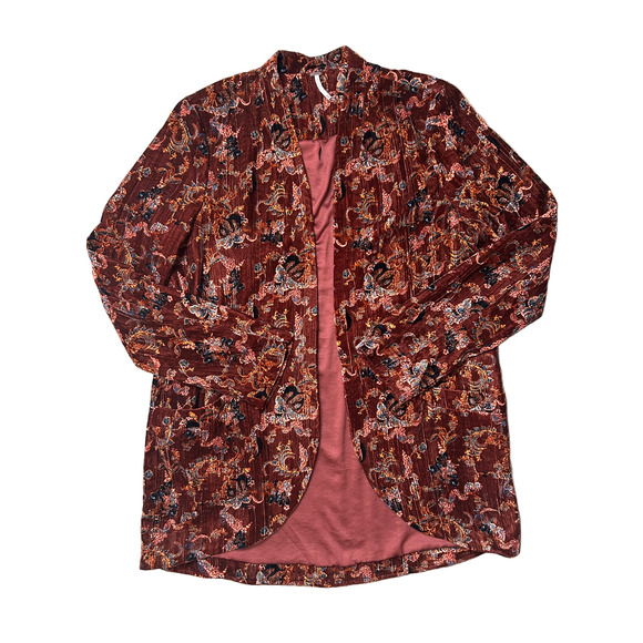 free people velvet jacket paisley fall colored print size m - Picture 1 of 5